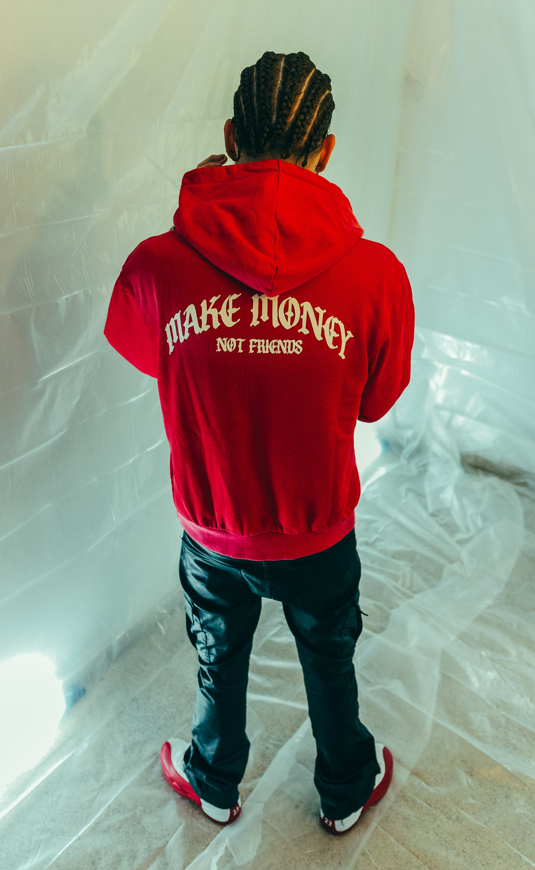 MAKE MONEY STUDIOS FADED WASH JACKET [ROJO]