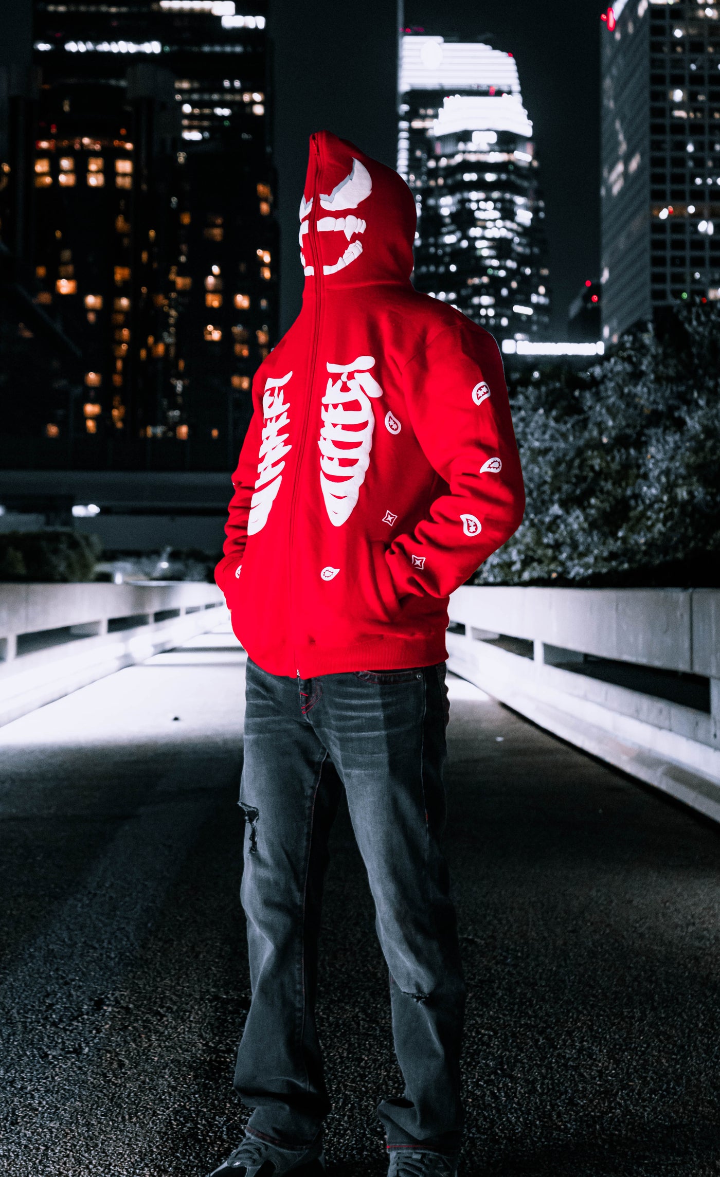 Red Bandana Rib Cage - Full Zip-Up